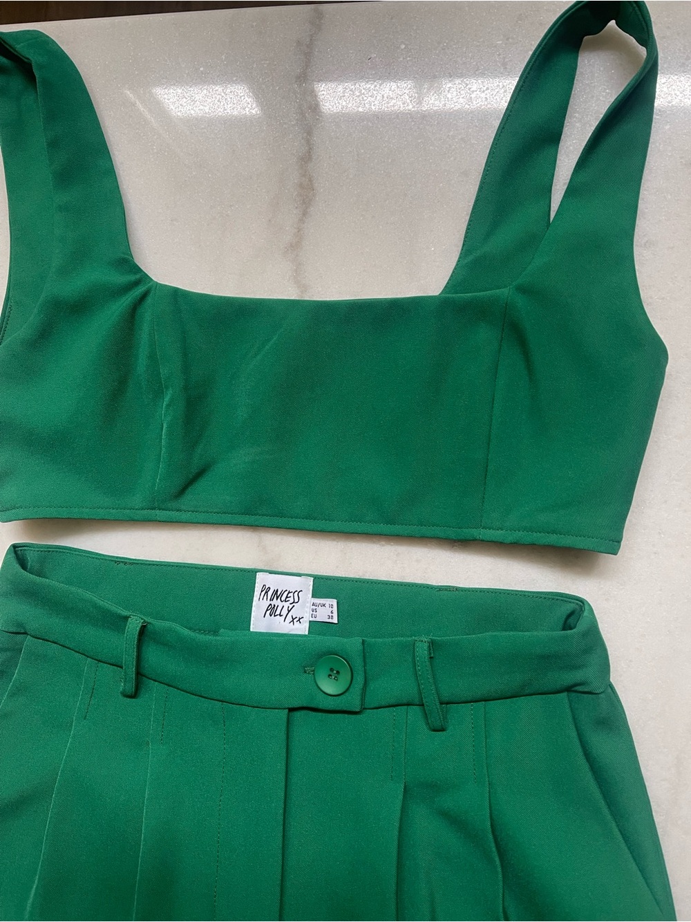 Princess Polly Emerald Green Square Crop Top plus matching Princess Polly pant